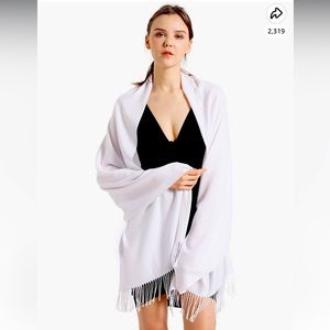 Cashmere Cotton White Pashmina Scarf Wrap